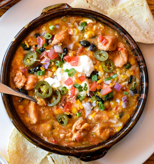 Bowl of Deer Valley Southwestern turkey chili